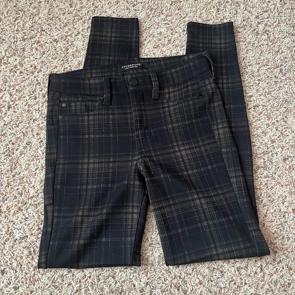 Liverpool Black Plaid Jeggings